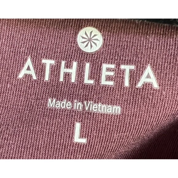 Athleta Womens Long Sleeve Top Size L Burgundy Athleisure Yoga Gym Cut Out Back - Picture 5 of 8
